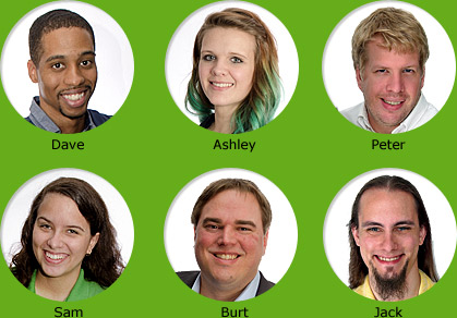 headshots of 6 of our helpful human customer support experts